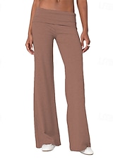 ieftine picior lat și talie înaltă-Pentru femei Picior Larg Pantaloni Pantaloni Palazzo Modă Șic Stradă Lungime totală Natural Simplu Talie elastică Respirabilitate Comfortabil Stradă Purtare Zilnică Ieșire Roșu Vin Negru 1 # Negru