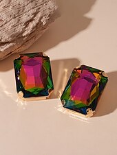 abordables Collar de mujer-Gargantilla y pendientes de cristal plateado con declaración para mujer: joyas glamurosas con diamantes de imitación grandes para fiestas, bodas y eventos formales.