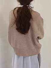 tanie Kardigany i odzież wierzchnia-Damskie Sweter Sweter rozpinany Moda Moda miejska Codzienny Jednokolorowe Prążkowany Otwarty przód Dzianiny Asymetryczne obszycie Długi rękaw Zwykłe topy Robić na drutach Święto Wyjściowe Weekend