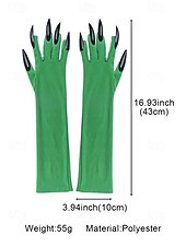 preiswerte Halloween-Zubehör-Lange Halloween-Krallenhandschuhe für Damen – Kunstnageldesign, dehnbares Polyester, gruseliges Cosplay-Kostümzubehör für Partys und Veranstaltungen