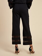 billiga Tvådelade set-Dam Vardaglig stil Chiffong Huvudstad Enfärgad / vanlig färg Dagliga kläder Datum Utekväll Illusion ärm Svart Vit Marinblå Crewneck Ren färg Ledig Långärmad Elegant Ledigt vardag Rund hals Vår