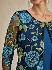 preiswerte Elegante Oberteile-Damen Strickjacke Spitze bestickt elegant Basic lässig geblümt formell kurz Rundhalsausschnitt lockere Passform 3/4-Ärmel Oberbekleidung Marineblau Sommer Frühling