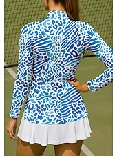 billige Dame skjorte-Dame Dyr Sebra Sportsskjorte POLO T-skjorte Tennisskjorte Tennis-t-skjorte Langermet Glidelås Blomster UPF50+ UV-bestandig Høy Elastisitet Fukttransport Pustende Tennis Golf Pickleball Høy krage