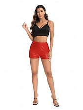 abordables Bermuda-Femmes Shorts Mode Occasionnel Longueur mollet Naturel Scintillant Paillettes Confortable Décontracté Quotidien Argent Noir Champagne Jaune Été Printemps Slim
