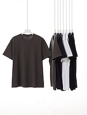  Hombre Camiseta Camiseta superior Manga Corta Mangas cortas Cuello Barco Verano Color sólido Plano Moda Básico Casual Puro Casual Vacaciones Casual Diario Azul marinero Negro Gris Camiseta superior