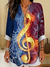 economico Top a Righe e Geometrici per Donne-Blusa da donna maniche lunghe tunica ombre grafico geometrico elegante vintage tropicale maniche lunghe scollatura a V top regolari da indossare da giorno vacanze print bianco rosso arcobaleno estate