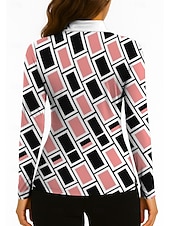 economico Camicia Donna-Per donna Geometrico Maglia Polo da golf Maglia da tennis Manica Lunga Stampato Zip a un quarto Pullover Protezione UV Elastico Traspirante Pallavolo Tennis Golf Collo alla coreana Collo con zip