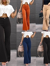 economico Pantaloni a zampa da donna-Per donna Pantaloni a Zampa Chinos Moda Streetwear Lunghezza intera Vita Alta Semplice Taglio alto Comodità All&#039;aperto Micro-elastico Ufficio Streetwear Quotidiano Nero Vino Arancione Blu scuro
