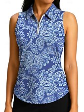 abordables Camisa de Mujer-Mujer Tops Camisa deportiva Camisas de polo Camiseta de tenis Sin Mangas Cremallera UPF50+ Resistente a los rayos UV Alta elasticidad Dispersor de humedad Transpirable Tenis pepinillo Corriendo