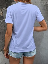 ieftine tricou floral-Pentru femei Tricou Inimă Floral Grafic Epocă Stilat Clasic Manșon scurt Stil Nautic Rotund Topuri obișnuite Zilnic Ieșire Sfârșit de săptămână Imprimeu Negru Alb Galben Roz Îmbujorat Albastru piscină