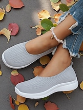 preiswerte Damen-Sneaker-Grüne Flyknit-Wanderschuhe für Damen – leichte, bequeme Slip-On-Schuhe für Spaziergänge im Freien, zum Einkaufen und zum Tragen den ganzen Tag