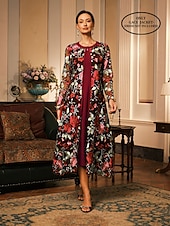 voordelige Jassen &amp; Trenchcoats-Dames Jas Ademend Kant Geborduurd Elegant Bloemig Formeel Bruiloft Feest Lang Ronde hals Ruim Passend Lange mouw bovenkleding Grijs roze Zwart Bordeaux Zomer Lente