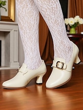 billige 1920-tallet-Retro brune damesko med imitert skinn – pumps inspirert av 1930-tallet for elegant kontorantrekk og antrekk i vintagestil