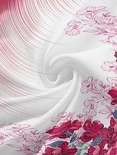 preiswerte Blumenkleid-Damen Midikleid Freizeitkleid Chiffon Schwingkleid Modern Urlaub Täglich Wochenende Normale Passform Blumen Langarm V Ausschnitt Fuchsie Sommer Frühling Herbst