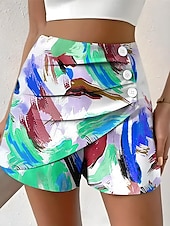 preiswerte Kurze Hose-Damen Chinos Shorts Elegant Urlaub Vintage Kurz Hohe Taille Grafik Geometrisches Muster Abstrakt Geschichtet Schnelltrocknend Bequem Atmungsaktiv Unelastisch Outdoor Straße Täglich Rubinrot Rosa Grün