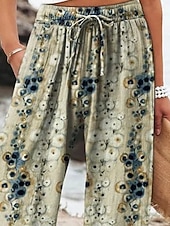 economico gamba larga e vita alta-Per donna Gamba larga Pantaloni Pantaloni Palazzo Moda Boho Lunghezza intera Vita Alta Fiore Elastico in vita Coulisse Stampato Traspirabilità Confortevole Streetwear Abbigliamento quotidiano Uscire