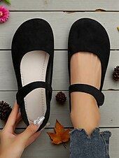 preiswerte Ballerinas für Damen-Beige Mary-Jane-Ballerinas mit weiter Spitze für Damen – bequeme Schuhe aus weichem Wildlederimitat für Freizeitausflüge, Spaziergänge im Garten und den Alltag