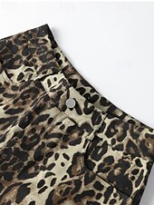 levne Džínové šortky-Dámské Kraťasy Kalhoty Šik ven Na běžné nošení Krátký Přírodní Leopard Kapsy Elastický pas Pohodlný Pohodlné Dovolená Jdeme ven Hnědá Léto Běžný