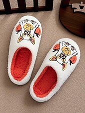 abordables Pour les femmes-Chaussons unisexes en polaire brodés pour chien d&#039;Halloween – chaussures d&#039;intérieur confortables avec motif citrouille pour femmes et hommes