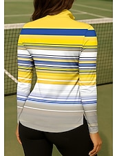 economico Camicia Donna-Per donna Geometrico A righe Maglietta Maglietta sportiva Polo da golf Maglia da tennis Manica Lunga Cerniera Floreale UPF50+ Resistente ai Raggi UV Alta elasticità Traspirante Tennis Golf Pickleball