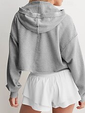 baratos Moletons e Sweatshirts Texturizados-Mulheres Pulôver Moletom Com Capuz Tecido Roupa de rua Casual Manga Longa Com Capuz Tops regulares Rua Feriado Fúcsia Cinzento Claro Cinzento Outono Inverno