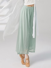 baratos perna larga e cintura alta-Mulheres Perna larga Calças Roupa de rua Casual Comprimento total Natural Tecido Cintura elástica Com Transparência Macio Rua Roupa Diária Final de semana clarete Cinzento Verde Azul Céu Preto Outono