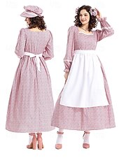  250e anniversaire des États-Unis 19ème siècle années 1800 Costume de cosplay Robe Prairie Ensemble bonnet et tablier Fille pionnière Epoque Coloniale Pionnier Guerre d'indépendance américaine Fleuri