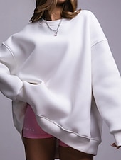 levne Jednoduché mikiny-Dámské Svetrová mikina Mikiny Bez vzoru Šik ven Na běžné nošení Dlouhý rukáv Tričkový Běžné topy ulice Dovolená Jdeme ven Bílá Světlá růžová Světle šedá Podzim Zima