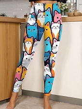 abordables Animales Impresión-Mujer Polainas Moda Casual Hasta el Tobillo Alta cintura Graphic Animal Estampado Suave Transpirable Elástico Vacaciones Casual Diario Negro Amarillo Rosa Azul Piscina Verano Primavera Ajustado