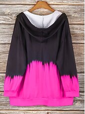 economico Arte &amp; Design Tops-Felpa con zip da donna grafica geometrica a righe moda casual con maniche lunghe e cappuccio top regolari per il tempo libero quotidiano stampa con tasca nero fucsia primavera autunno