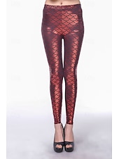 baratos -Mulheres Leggings Roupa de rua Casual Longas Cintura Alta Tecido Corte alto Respirabilidade Macio Com Stretch Rua Para Noite Prata Preto Vermelho Azul Royal Outono Normal
