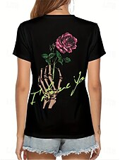 abordables Hauts d&amp;#39;Halloween-Halloween Femmes T-shirt Graphique Crâne ancien Élégant Classique Manche Courte Col en V Hauts Réguliers Quotidien Imprimé Noir Arc-en-ciel Été Printemps