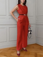 billiga breda ben och hög midja-Dam Elegant Mode Byxuppsättningar Bolero Top Ärmlös Rund hals Ensfärgat Semester Ledigt / vardag Svart Vit Rubinrött Sommar Normal