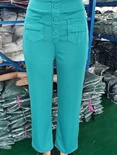 ieftine picior lat și talie înaltă-Pentru femei Picior Larg Pantaloni Drept Șic Stradă Casual Lungime totală Natural Simplu Buzunar Talie elastică Cataramă Comfortabil În aer liber Stradă Ieșire Măr Verde Gri Închis Roșu portocaliu