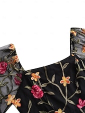 preiswerte Bodenlänge-A-Linie Brautmutterkleid Elegant Schwarzes Kleid Durchsichtig Quadrathals Knöchellänge Tüll Langarm mit Rüschen Stickerei 2025