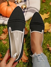 abordables Ballerines femme-Ballerines Flyknit beiges pour femmes à bout pointu – des ballerines légères et décontractées à enfiler pour les pique-niques d&#039;automne, les champs de citrouilles et les cafés du week-end