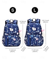 abordables Kids &amp; Teen Backpacks-Kids Galaxy Print Backpack with Bunny Charm, Waterproof Large Capacity School Bag for Elementary Students and Daily Use