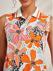 Недорогие Женская одежда для гольфа-Жен. Футболка-поло Желтый + голубой Серебро + оранжевый Без рукавов Женская одежда для гольфа Одежда Одежда Одежда