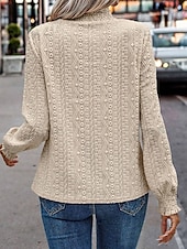 tanie Gładkie bluzki damskie-Damskie Pullover Równina Moda miejska Codzienny Wygodny Długi rękaw Wysoki Zwykłe topy Ulica Święto Wyjściowe Niebieski Zielony Beżowy Jesień