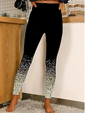 economico -Per donna Pantaloni Eleganti Leggings Collant Atletico Lunghezza intera Naturale Grafico Stampato Comodo Sollevamento glutei Controllo addominale Yoga Casual Quotidiano Oro nero Nero 1 # Nero 2