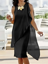 abordables Robes en chiffon-Femmes Mini Robe Robe Décontractée Robe en Chiffon Robe d&#039;été Robe Nuisette Mode Moderne Quotidien Plage Week-end Coupe régulière Uni Sans manches Col ras du cou Noir Rose Claire Violet Kaki Été