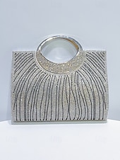 cheap Clutches &amp; Evening Bags-Women’s Rhinestone Evening Clutch Bag with Round Handle – Sparkly Gold Crystal Purse for Cocktail Parties, Weddings &amp; Formal Events