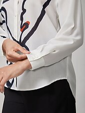 preiswerte Blusen-weißes Langarmhemd mit künstlerischem Print