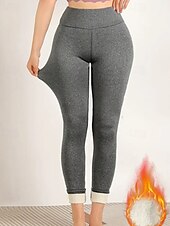 economico Leggings foderati in pile-Per donna Pantaloni in Pile Pantaloni Eleganti Leggings Streetwear Casual Lunghezza intera Naturale Semplice Elastico in vita Calore Termico Comodo Vacanza Uscire Nero grigio Grigio Grigio chiaro