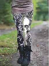 abordables Bas de Halloween-Leggings pour femmes Pantalons Impression 3D Vacances Mode Décontractée Longueur Complète Haute Taille Imprimé Graphique Floral Respirant Doux Extensible Vacances Décontracté Quotidien Bleu Œuf de