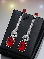 cheap Women&#039;s Earring-Women&#039;s 1920s Gatsby Drop Earrings - Art Deco Long Dangle Earrings with Blue Gemstones and Rhinestones for Roaring Twenties Parties