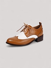 olcso 1950-es évek-női fekete-fehér szárnyas oxford cipő - 1950-es évekbeli vintage brogue fűzős bőr alkalmi cipő irodába, hétköznapi kirándulásokra és retró ihletésű divatba