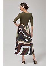 abordables Robes décontractées-Femmes Féminin Robe Décontractée Vert Été Inter-saisons Col en V Vacances XS S M