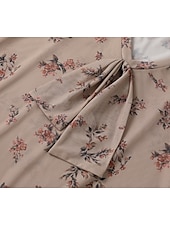 abordables Tops bohèmes-Femmes Chemisier occidental Chemisier Hauts en mousseline de soie Fleuri Bohème ancien Boho manche longue Col en V Hauts Réguliers Quotidien Fête À lacets Imprimé Kaki Été