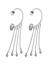 cheap Halloween Accessories-Women&#039;s Halloween Skeleton Skull Drop Earrings Set – Gothic Punk Ear Cuffs with Dangling Chains for Costume Party &amp; Cosplay